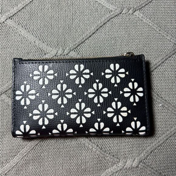 VTG Kate Spade Card Holder Wallet Pattern Floral Black White Hippie Boho Small - Picture 3 of 8